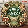 Flat Enchanted Fairy Wall Art Round Aluminum Sign Vibrant Mushroom Decor Plaque