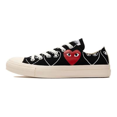 Converse CDG X Chuck Taylor All Star Pohodlné Všestranné Trendy Nízké Plátěné Boty Unisex Tenisky Černá Bílá Červená 168983C