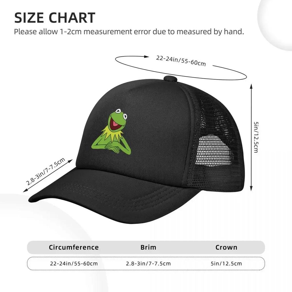 Kermit der Frosch Netz Baseballkappen Snapback Mode Baseballmützen Atmungsaktiv Lässig Kappe Outdoor Unisex