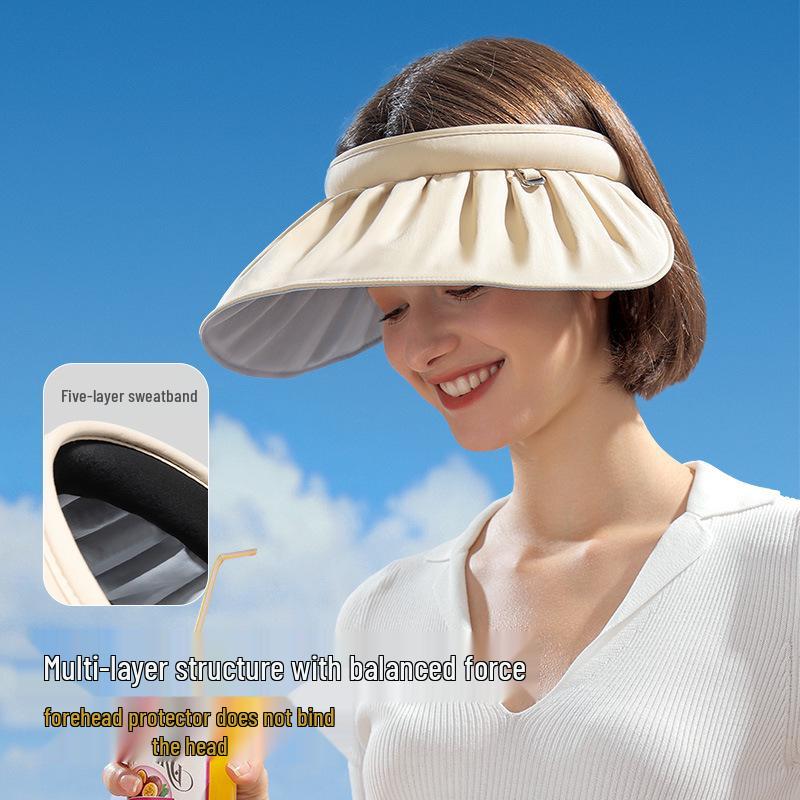 Women's Lightweight Sunshade Cap - Rollable, Breathable, UV Protection, Hair Tie Included