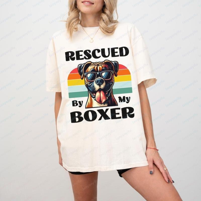 T-shirt Cane Boxer Regalo Amante dei Cani Maglietta Mamma Cane Maglietta Salvataggio Regalo Mamma Papà Abbigliamento Donna Magliette Grafiche Harajuku Top Vintage