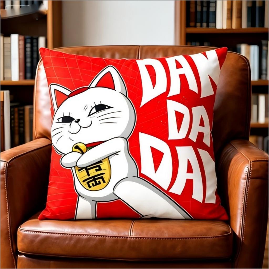 Anime Lucky Cat Print Pillow Cover Cute Cartoon Cat Cushion Case For Sofa Bedroom Living Room Home Decor