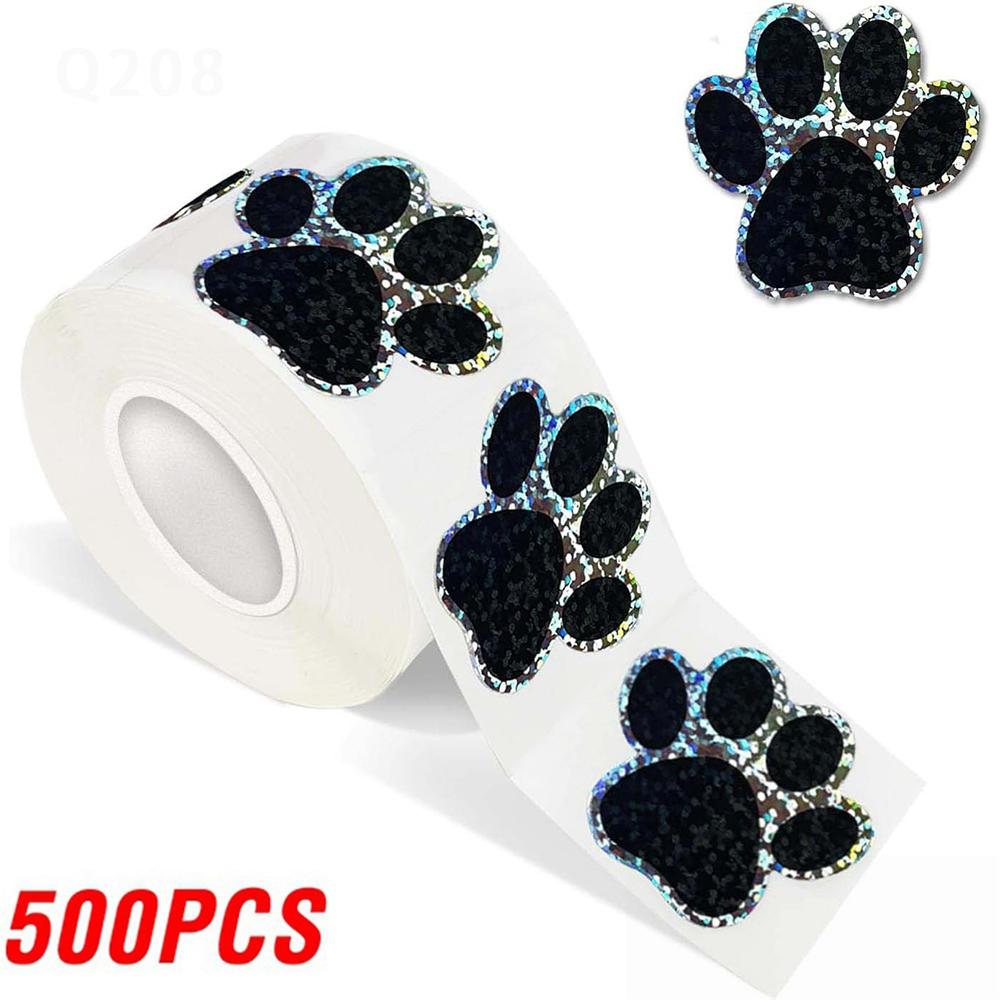 100-500pcs Cute Animal Paw Sticker DIY Colorful Holographic Lables Art Crafts Sticker Student Reward Stationery Stickers