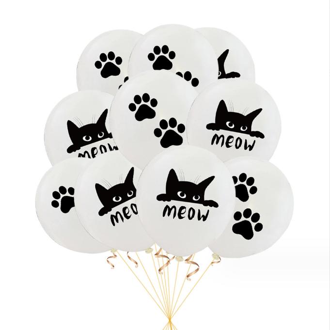 Cat Pet Dog Birthday Party Latex Balloons Cute Cartoon Kitten Print Balloons Supplies Meow Kitty Theme Balloons for Birthday