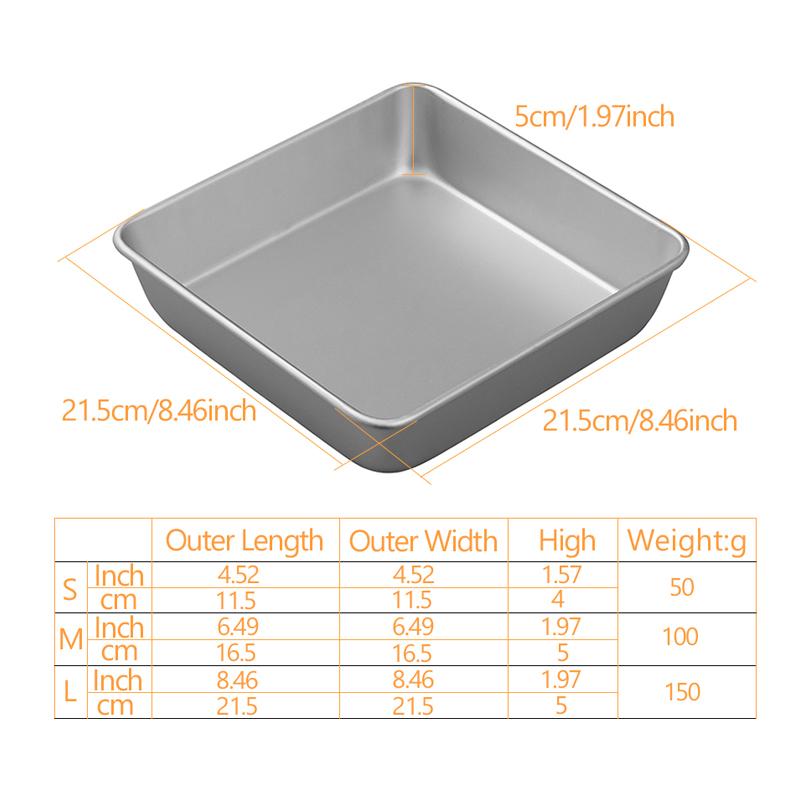 4/6/8Inch Square Cake Tins 3 Layers  Angel Food Cake Pan Aluminum Square Baking Pans Baking Mold