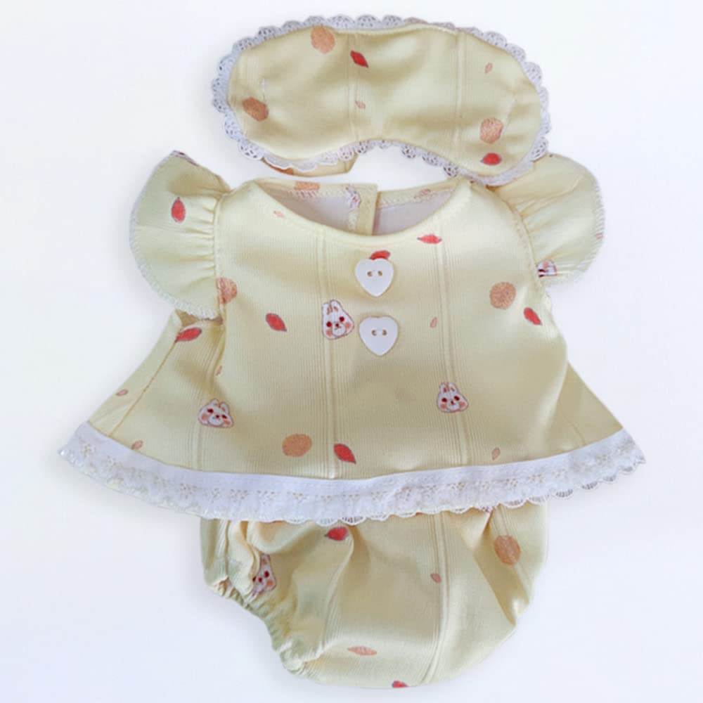 niannyyhouse 30cm Plush Toy Outfit: Blindfold, Jacket, and Panties, 3-Piece Set, Loose-Fitting Bear Pajamas, Muppet Costume (Yellow)