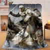 1PC Knightly Warrior In Armor Flannel Blanket Gift, Suitable for Both Men And Women, Soft Ideal for Beds And Sofa, Birthday Or Christmas Gift