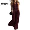 Polyester Jumpsuit Damen Ärmelloser Jumpsuit, Reißverschluss Stehkragen Weiter Bein Alle Größen Hosen Strampler, Lässige Sommer Einteiler Outfits mit Taschen