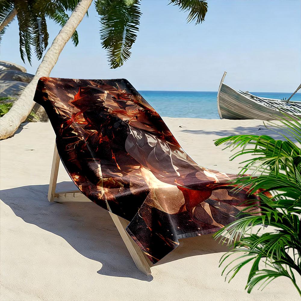 Flaming Warrior Anime Design A must-have beach towel for beach travel