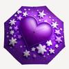 1pc Purple Heart Stars Automatic Folding Umbrella - Portable Collapsible Design, 8-Rib Iron Frame, Durable Fabric Yy251125052