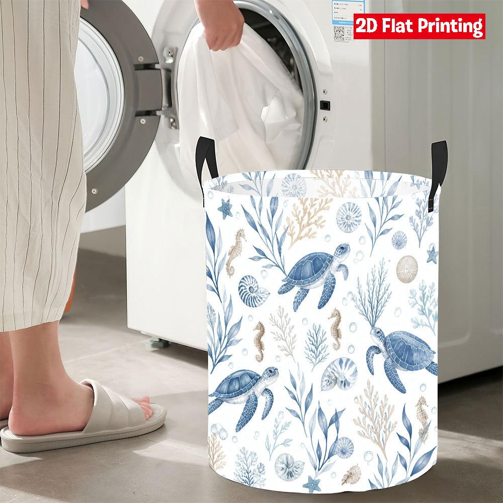 Collapsible Laundry Basket Large Round Waterproof Fabric Hamper Dirty Clothes Storage Bin Toy Organizer with Handles