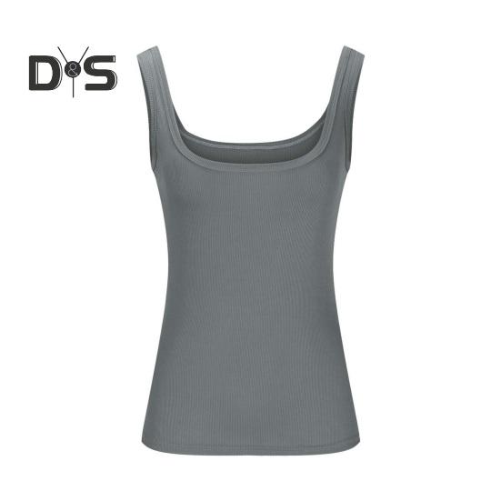 

Женские топы с U-образным вырезом без рукавов, облегающие однотонные топы-майки в рубчик, эластичные, летние, повседневные, жилеты, рабочая одежда XL серый