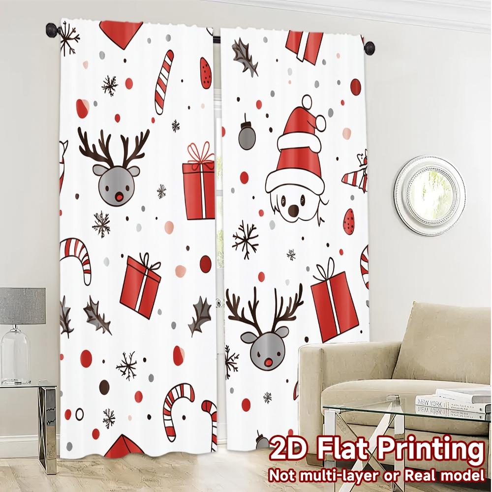 2pcs,Curtains Cute Christmas Rudolph Hat Gift (3) Modern Modern Curtains Durable Polyester Curtains Versatile All Use for