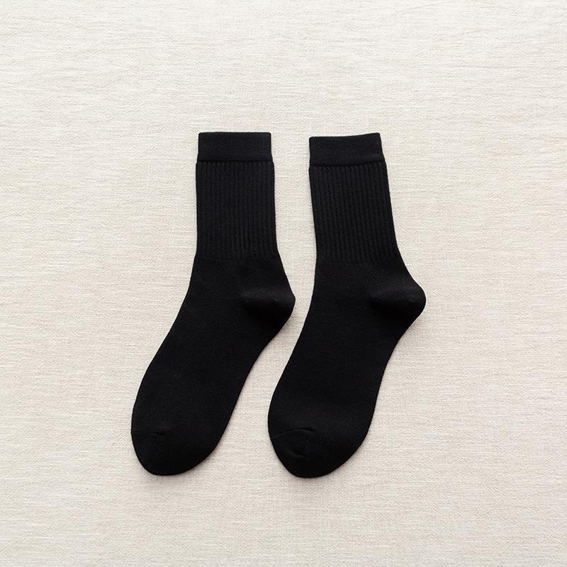 Socks Men'S Medium Socks Solid Color Men'S Socks Cotton Men'S Classic Athleisure Business Socks Thigh Socks