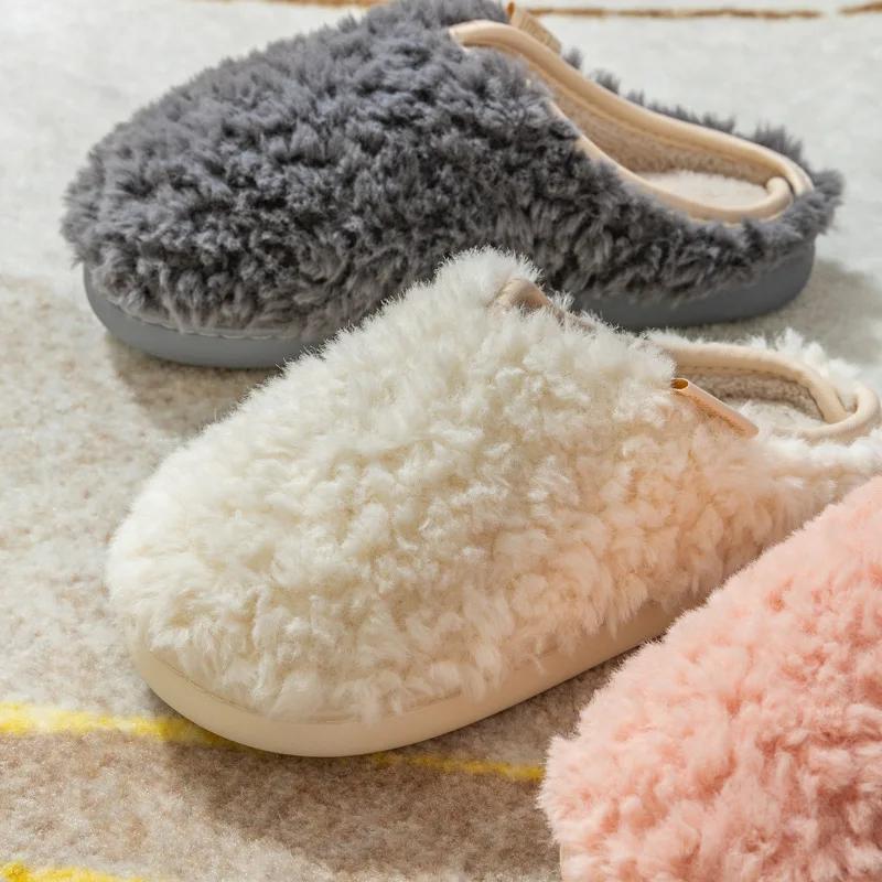 Fashion Women Slippers Winter New Short Plush Indoor Flat Slides Comfort Soft Furry Bedroom Slipper Fluffy Cotton Shoes