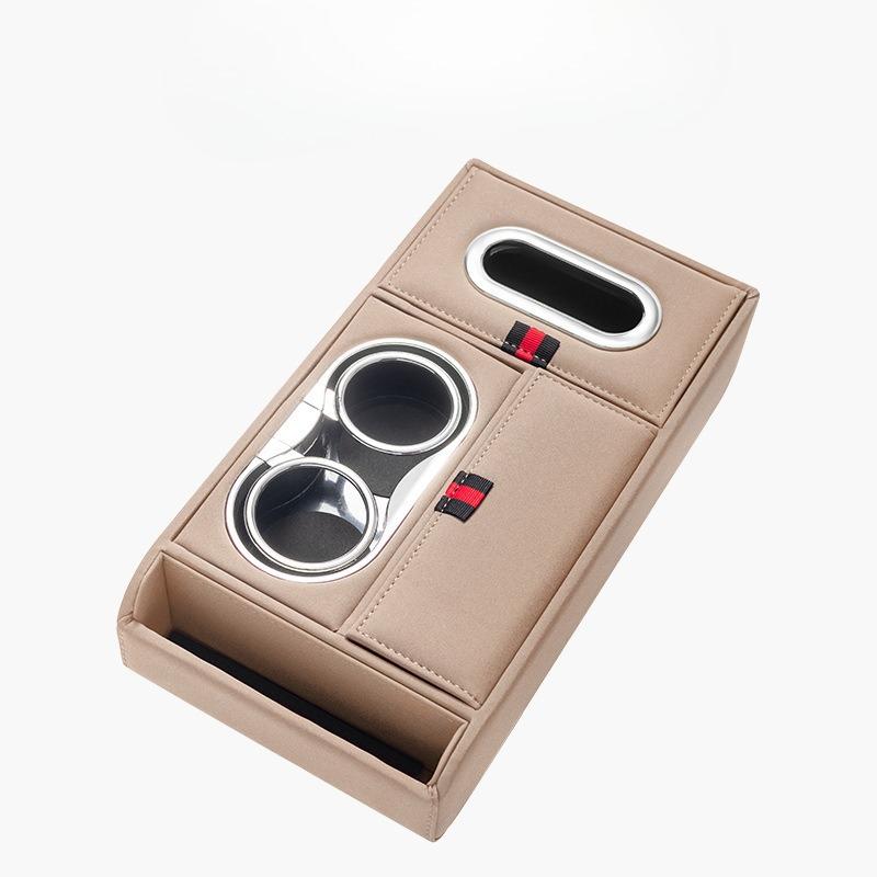 Car Armrest Box Organizer Storage Box Premium Sense with Tissue Box Cup Holder Cell Phone Center Armrest Booster Pad