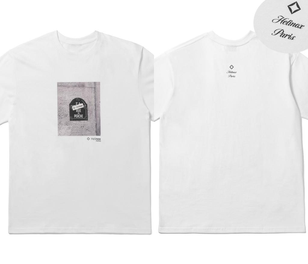 Classic Men T-shirts Helinox PARIS Rue Du Perche Print T-Shirt Overszied Y2k Short Sleeve High Quality Heavy Cotton Male Top Tee