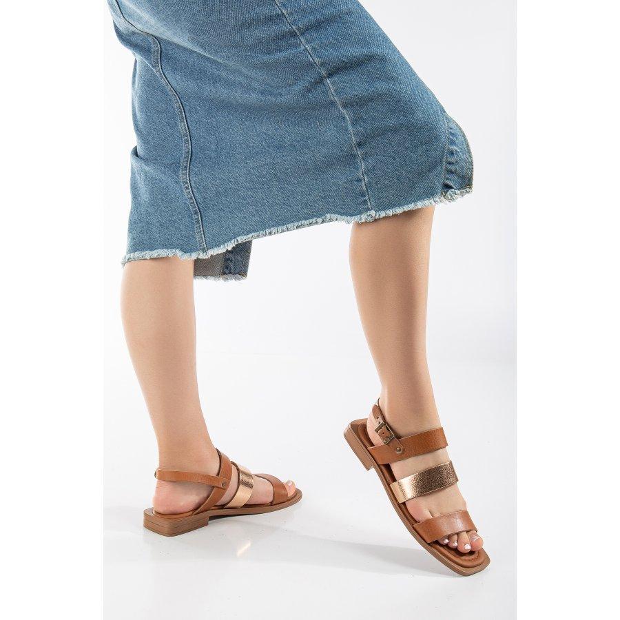 Sandale casual damă din piele naturală cu talpă plată