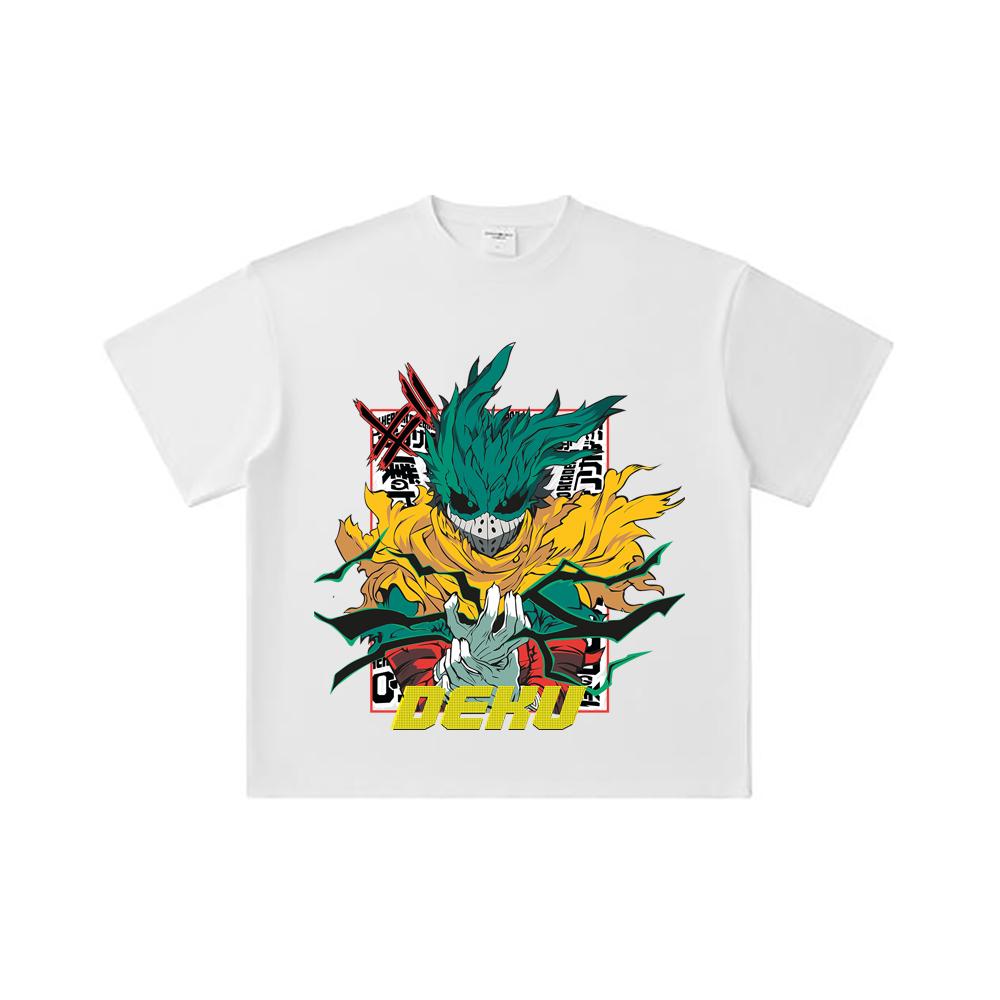 260 GSM Double Yarn 32 Count 100% Cotton My Hero Academia V23 Deku Print Unisex Heavy Cotton T Shirt