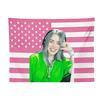 Billie Eilish Różowa Amerykańska Flaga Gobelin Idol Popu Płaski Druk Dekoracja Ścienna Merch dla Fanów do Sypialni Akademika Idealny Prezent