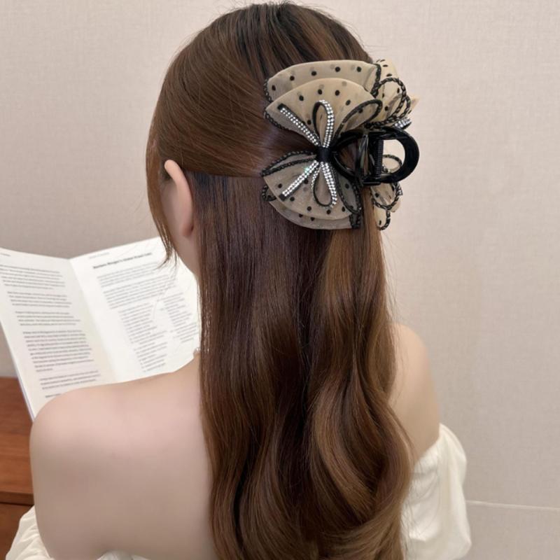 Fabric Bow Grab Hair Clips Women'S Korean Style Hairpin Shark Cawl Clips Girls Hair Accessories