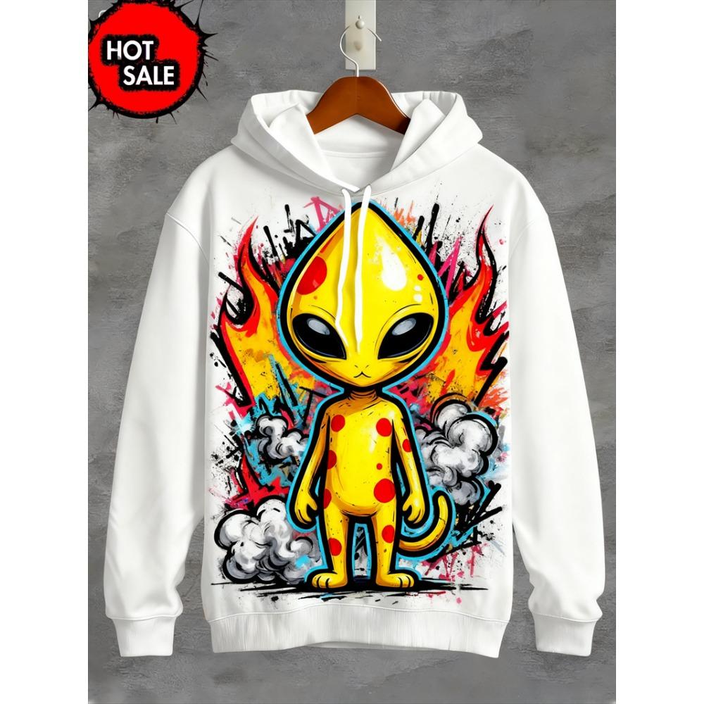 Felpa con Cappuccio Stampa 3D Alieno UFO Moda Donna Felpe Gatto Felpa Casual Cappotto Harajuku Abbigliamento Unisex Uomo Felpa con Cappuccio