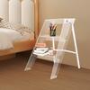 3-Step Folding Herringbone Design Ladder Stool with Storage Shelf, Clear Color, Non-Slip Pedals & High Weight Capacity 220 lbs