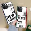 Funny World City Tourist Ticket Label Matte Cover For iPhone 16 15 14 11 12 13 Mini Pro Max X XR XS MAX Phone Case Shockproof