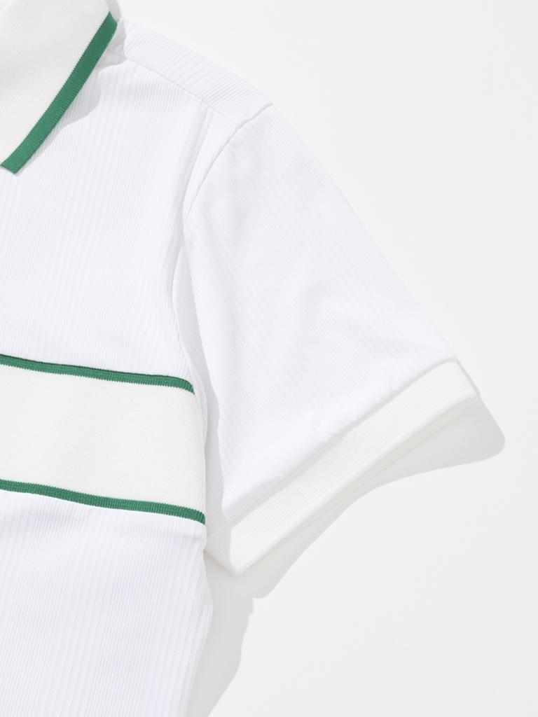 20TH HOLE Women'S Ribbed Yokko Short Sleeve Collared T-Shirt [White]