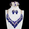 Exaggerated Jewelry Crystal Gem Necklace Earrings Four-Piece Women'S Dress Dinner Accessories