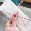 Retro Unisex Polygon Anti Blue Light Glasses Metal Frame Flat Ocular Fashion Comfortable Transparent Spectacle for Women Men