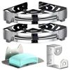 Bathroom Shower Corner Shelf with Two Hooks Stainless Steel, Wall Mount Shelves