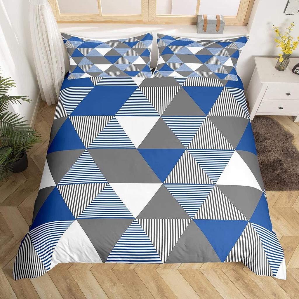 Comforter Geometric Triangle Geometry Patchwork Bedding Set Twin Geometry Art Stripes Diamond Comforter For Kids Boys