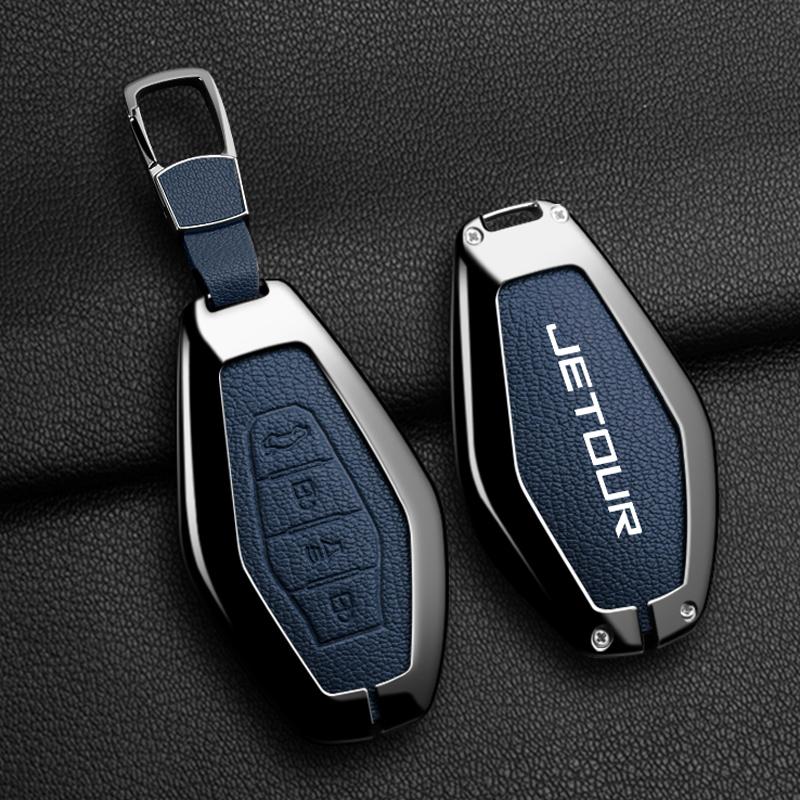 

Zinc Alloy Goatskin Grain Car Remote Key Fob Case Cover For Chery Jetour X70 X70Plus X70M X90Plus X95Pro Keychain Accessories