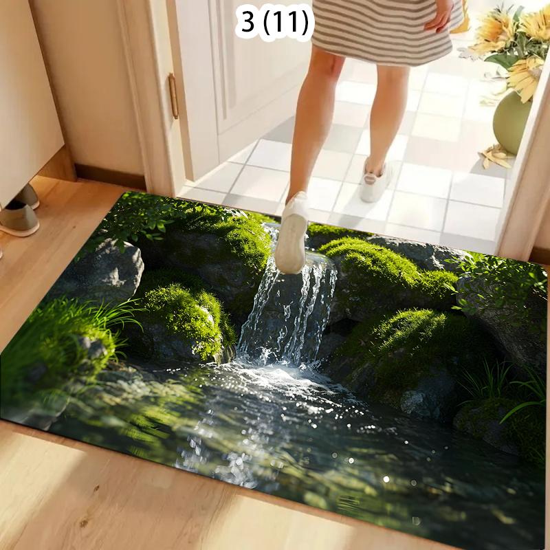 Deep Forest Blue Waterfall Rug Carpet Mat Non-Slip for Entryway Bathroom Kitchen Mystic Home Decor Door Flormat