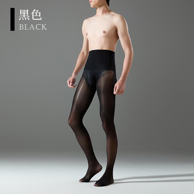 Men's 360 Seamless Glossy Silky Tights, High-Waist Seamless Pantyhose