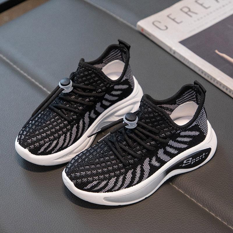 Children's New Spring and Autumn Girls Net Surface Breathable Flying Woven Shoes Boys Non-slip Soft Sole Sports Shoes Tide