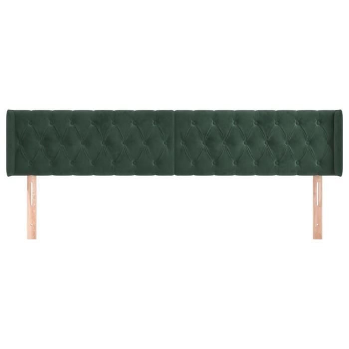 VidaXL Tête de lit avec oreilles Vert foncé 203x16x78-88 cm Velours3119173
