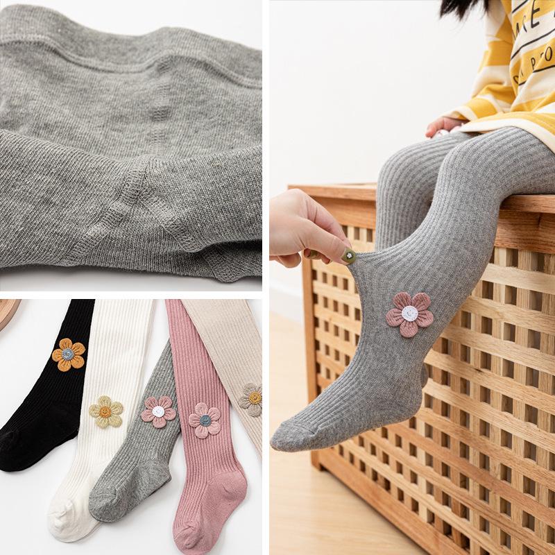 Colanți de bumbac cu picior pentru fete de primăvară și toamnă - Leggings la modă în stil coreean cu design petală