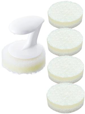 Mameita BS-406 Bathroom Sink Cleaner Set with 4 Spare Sponges Water Stain Remover Diameter 6.5cm White Japanese Cleaning Tool