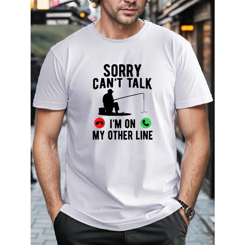 

European Sizes [SORRY CAN T TALK Tee] Crinkle Plus Size Men s T-Shirt - SORRY CAN T TALK - Men s Summer Cotton Graphic Tee 5XL