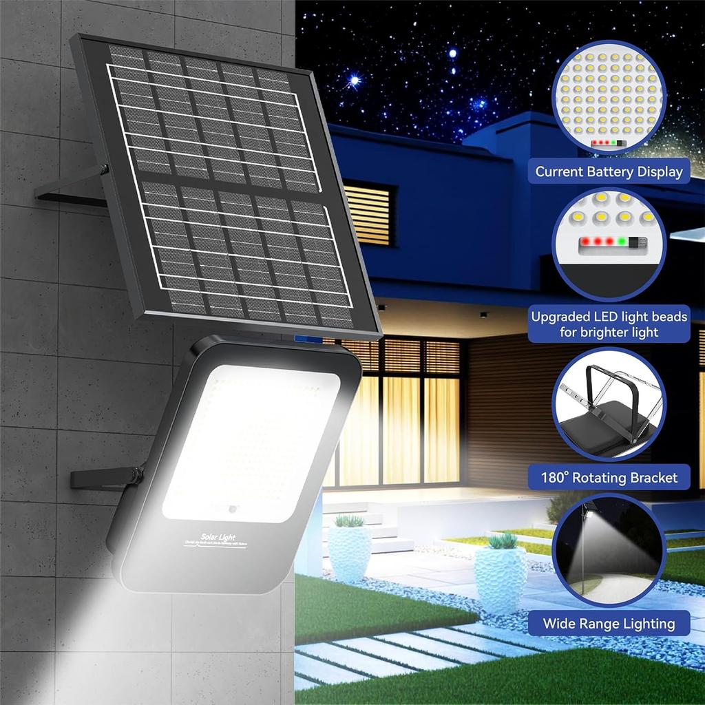 Solar Street Lights 1800W LED 150000LM IP67 Waterproof Outdoor Flood Lights with 16.4ft Cables