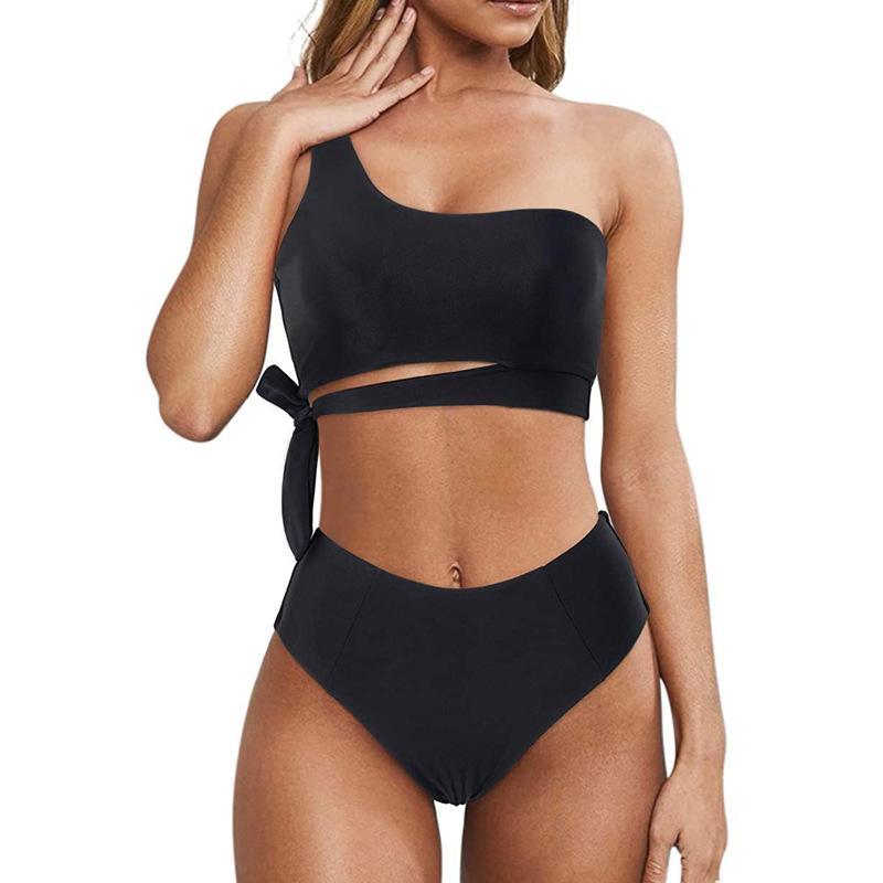 Bikini Set High Waist Leopard Swimwear Women Swimsuit Tube Top One Shoulder Bathing Suit Brazilian Beachwear
