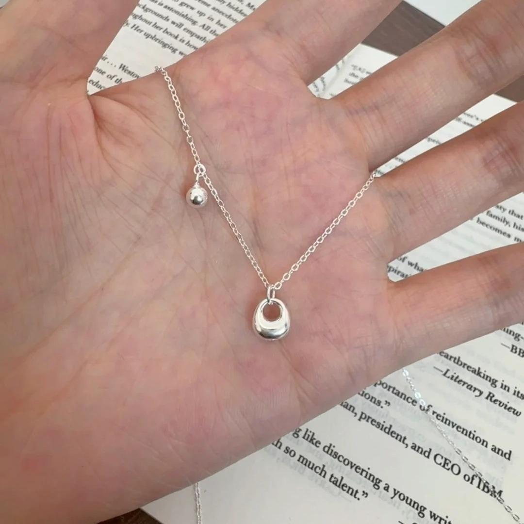 Sterling Silver 999 Heart Ruyi Tassel Bell Necklace for Women - Elegant and Versatile Design Pure Silver