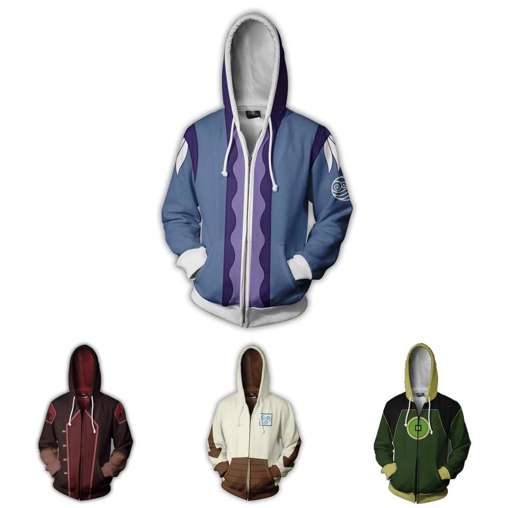 Avatar Der Herr der Elemente Hoodie Cosplay Kostüm Mit Hellem Aufdruck Und Reißverschluss Für Männer Frauen Und Jugendliche