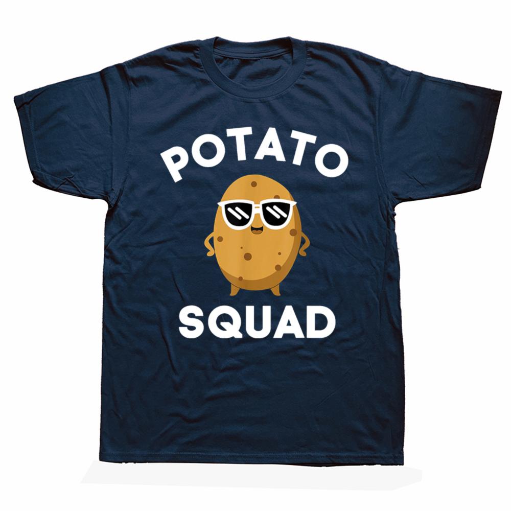 POTATO SQUAD Funny Smiling Vegetarian Potato Lovers T Shirts Cotton Streetwear Gifts Mens Fashion Casual Loose Oversized T Shirt