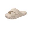 Summer straw fisherman shoes women's cross fashion wear thick-soled cool slippers one-word beach slippers