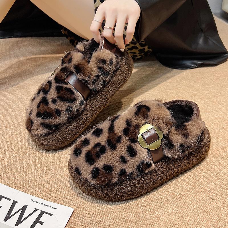 

Туфли на толстой подошве с двойным бантом в сказочном стиле, женские, новые, универсальные, из бархатистого хлопка, осень-зима 2025 40 цветной печати леопарда