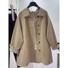 Khaki trench coat women's medium and long autumn and autumn new loose and good-looking clothes