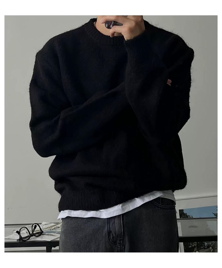 Herrtröja med huva, smal passform, garnfärgad, stickad: Europeisk Stil, Amerikansk Liten Krage, Långa Ärmar, Mjuk & Andningsbar Modalull.